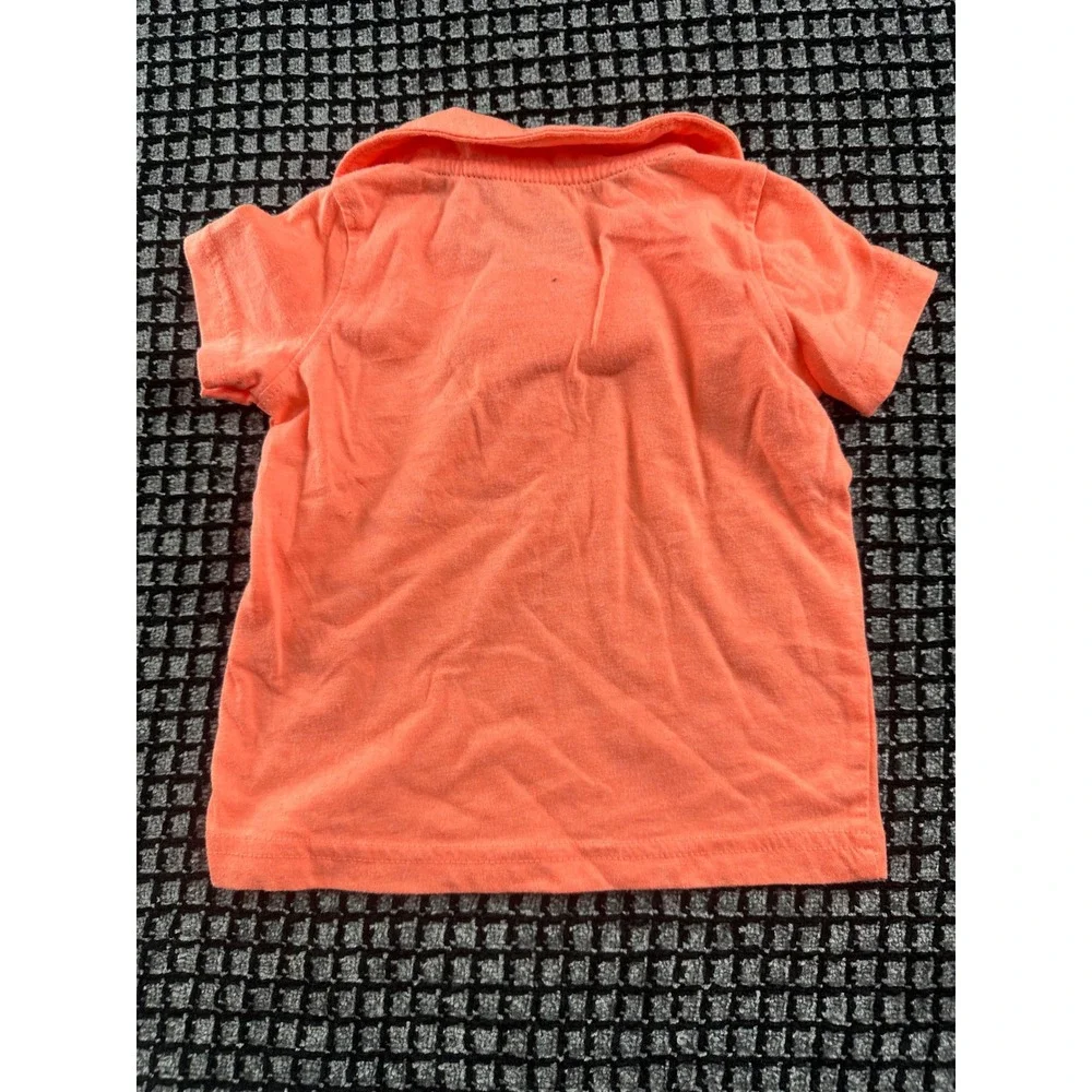 Carter's Polo Shirt Baby 9M Orange Excellent Short Sleeve Dog Logo 229G123
